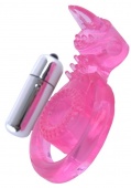 Розовая вибронасадка со стимулятором клитора  Язычок