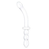 Стеклянный двусторонний фаллоимитатор Girthy Ribbed G-Spot Glass прозрачный