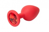 Красная силиконовая пробка с алым стразом - 7,1 см.