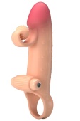 Телесная вибронасадка на пенис с подхватом мошонки - 20 см.