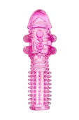 Гелевая розовая насадка с шариками и шипами - 14 см.