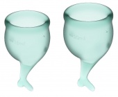 Набор из 2 менструальных чаш с хвостиком Satisfyer зеленый