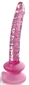 Реалистичный фаллоимитатор из стекла с присоской Icicles №86 розовый- 17 см