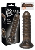 Рельефная насадка с ребрышками на пенис Rebel Dick Ball Sleeve