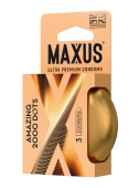 Точечные презервативы MAXUS 2000 Amazing Dots с железным кейсом - 3 шт.
