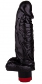 Большой чёрный вибромассажёр в форме фаллоса - 20,5 см.