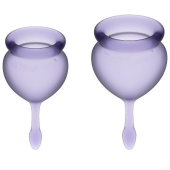 Набор из 2 менструальных чаш с кончиком-капелькой Satisfyer фиолетовый
