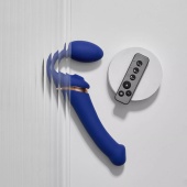 Безремневой страпон с вакуумной стимуляцией и пультом Strap-On-Me Multi Orgasm L синий