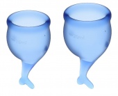 Набор из 2 менструальных чаш с хвостиком Satisfyer синий
