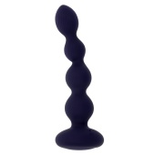 Фиолетовые анальные бусы с вибрацией и вращением Pleasure Orbit - 17,8 см.