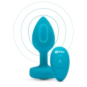 Маленькая вибропробка b-Vibe Vibrating Jewel Plug с кристаллом и пультом бирюзовая- 10 см