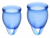 Набор из 2 менструальных чаш с петелькой Satisfyer синий