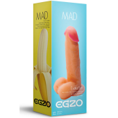 Телесный фаллоимитатор Mad Banana из киберкожи с присоской - 19 см.