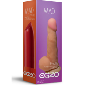 Телесный фаллоимитатор Mad Lipstick с мошонкой и подошвой-присоской - 17 см.