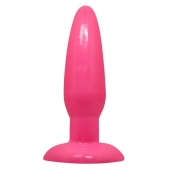 Розовая анальная пробка с подошвой-присоской - 13,5 см.