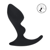 Черная анальная пробка для массажа простаты Double Ripple Silicone Prostate Massager