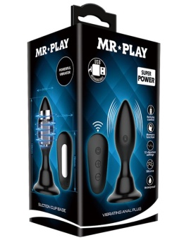 Черная анальная вибропробка с пультом Mr.Play - 10,8 см.