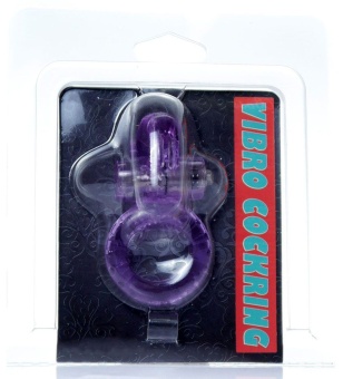 Сиреневое эрекционное виброкольцо с клиторальным зайчиком