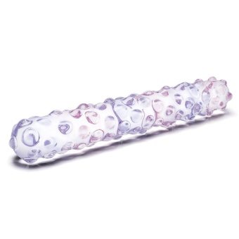 Стеклянный фаллоимитатор с пупырышками Glas Purple Rose