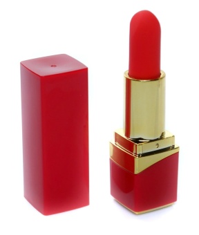 Красный мини-вибратор в форме помады