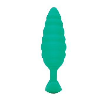 Ребристая вибропробка b-Vibe Twist Texture Plug зелёная