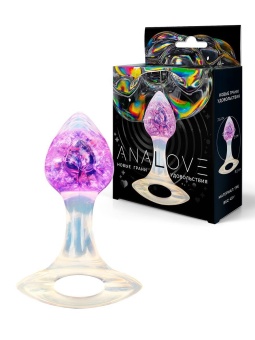 Сиреневатая анальная пробка с ручкой - 8,5 см.