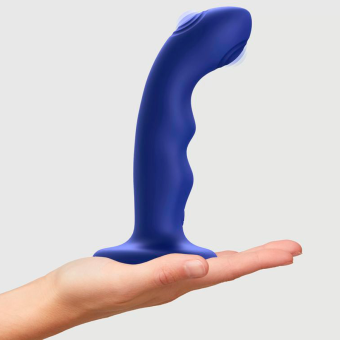 Вибратор с пульсирующей головкой Strap-On-Me Tapping Dildo Wave M синий