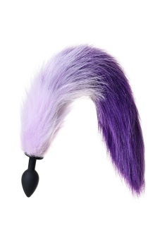 Силиконовая анальная пробка с бело-фиолетовым хвостом Popo Pleasure S