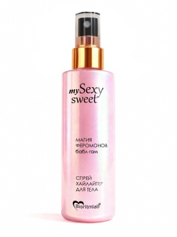 Спрей хайлайтер для тела Sexy Sweet с ароматом бабл-гам, шиммером и феромонами - 200 мл.