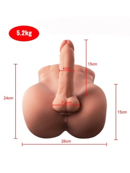 Телесный мужской торс с вибрацией и возвратно-поступательными движениями Bartlett