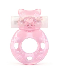 Розовое эрекционное виброкольцо в форме мишки