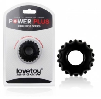 Чёрное эрекционное кольцо POWER PLUS Cockring с выступами