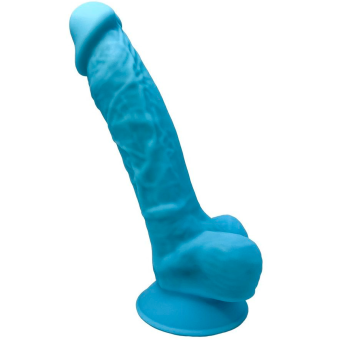 Фаллоимитатор на присоске с мошонкой SileXD Model 1 голубой 17,5 см