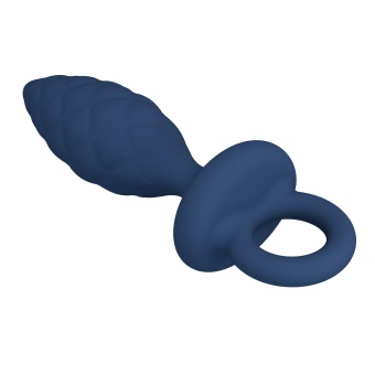 Синяя анальная пробка с кольцом Butt Plug with Loop L - 15,7 см.