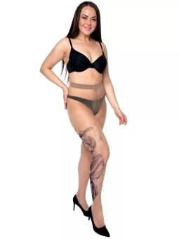 Колготки +size с имитацией тату в виде змеи