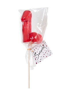 Красный леденец в форме фаллоса со вкусом виски - 80 гр.