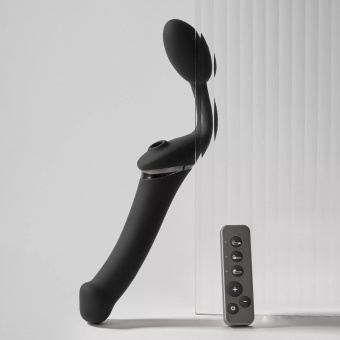 Безремневой страпон с вакуумной стимуляцией и пультом Strap-On-Me Multi Orgasm XL чёрный