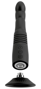 Черный вибратор с поступательными движениями G and P-Spot Thrusting Vibrator - 23 см.