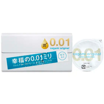 Полиуретановые презервативы Sagami Original 001 Extra Lub с увеличенным количеством смазки 12 шт