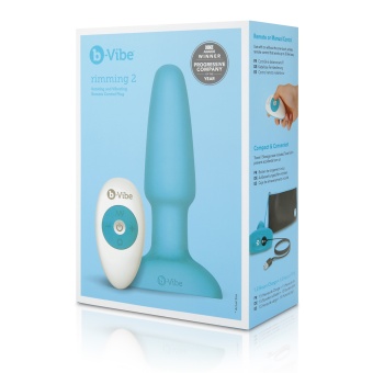 Анальная вибропробка с ротацией b-Vibe Rimming голубая