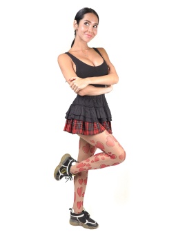 Озорные колготки с принтом в виде сердечек