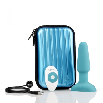 Анальная вибропробка с ротацией b-Vibe Rimming голубая