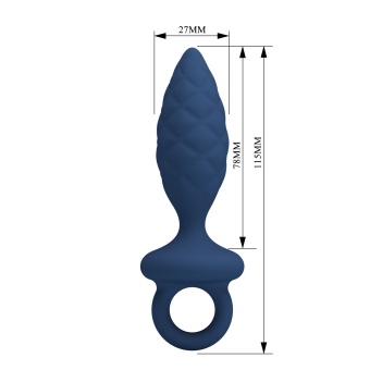 Синяя анальная пробка с кольцом Butt Plug with Loop S - 11,5 см.