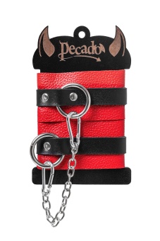 Красно-черные мягкие оковы с одним ремешком и люверсами