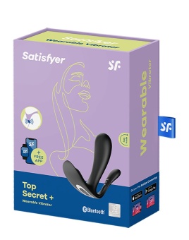 Вибратор с двумя кончиками Satisfyer Top Secret+ для ношения чёрный Вибратор с двумя кончиками Satisfyer Top Secret+ для ношения чёрный