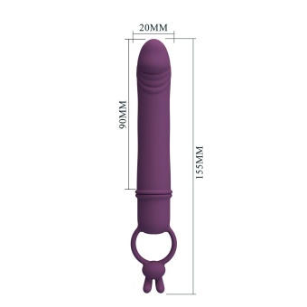 Сливовый вибратор с кольцом Cora - 15,5 см.