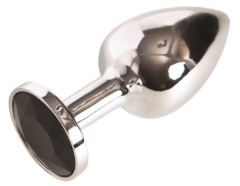 Подарочная малая анальная пробка Jewelry Butt Plug Silver Black серебряная с чёрным агатом