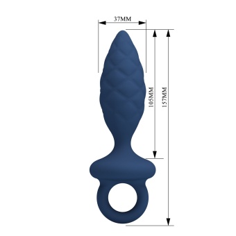 Синяя анальная пробка с кольцом Butt Plug with Loop L - 15,7 см.