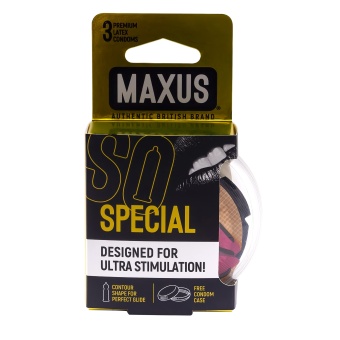 Презервативы с точками и рёбрами Maxus Air Special 3 шт с пластиковым кейсом