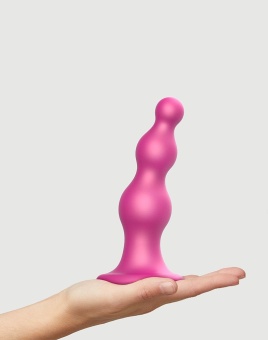 Рельефный фаллоимитатор Strap-On-Me Dildo Plug Beads размер L  14,8 см розовый